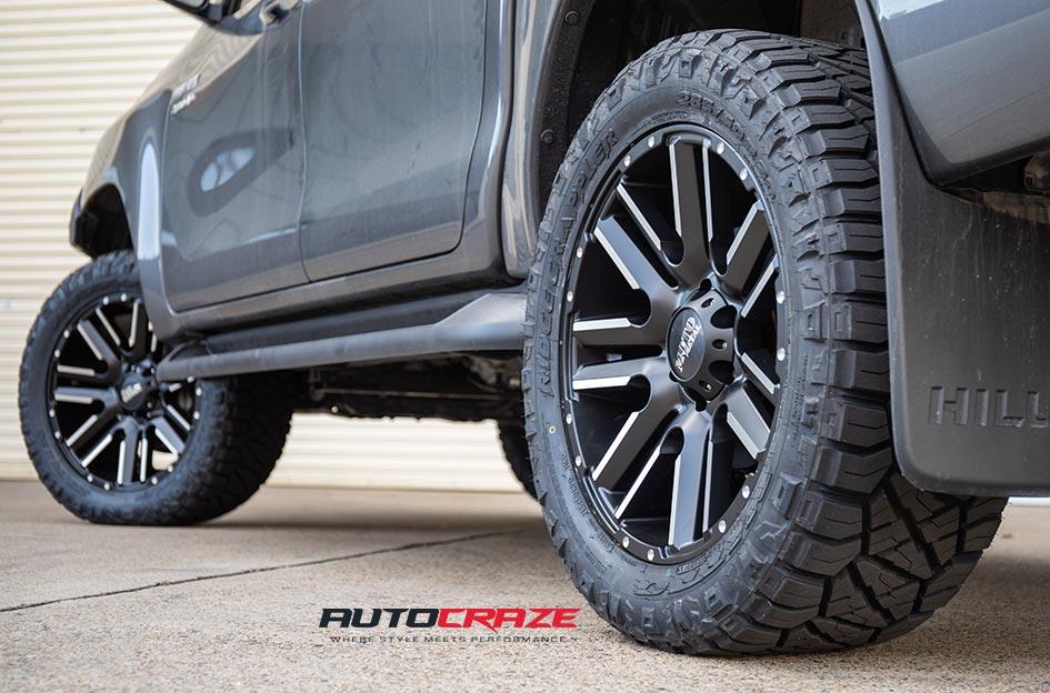 TOYOTA HILUX N80 4WD MO978 RAZOR SATIN BLACK MACHINED 